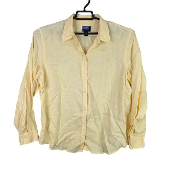 Mens Chaps Classics Yellow 100% Linen Shirt Long Sleeve Button Up Lightweight XL - Picture 1 of 8